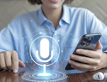 Person asking voice assistant a question — representing answer engine optimisation for featured snippets