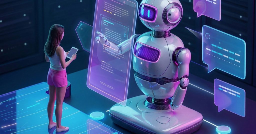 AI advisor recommending brands — representing generative engine optimisation across ChatGPT, Gemini, and Perplexity